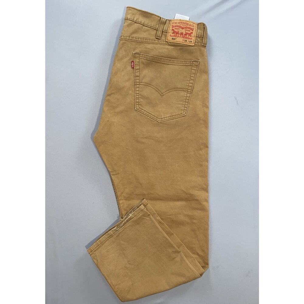Levi's 505 Regular Straight Lightweight Stretch Denim Jeans. Beige, Mens 38X27.5